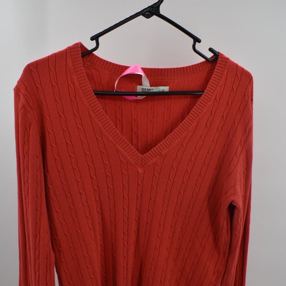 Old Navy Red V Neck Sweater Size L